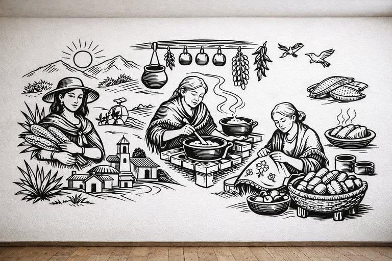 Mural de MEMENA — restaurante peruano de cocina criolla en Surco, Lima